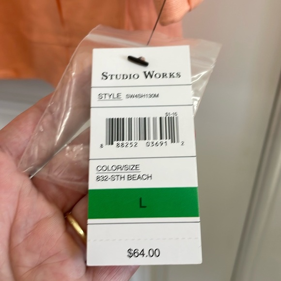 🧡STUDIO WORKS peach linen jacket.  L - Picture 7 of 7